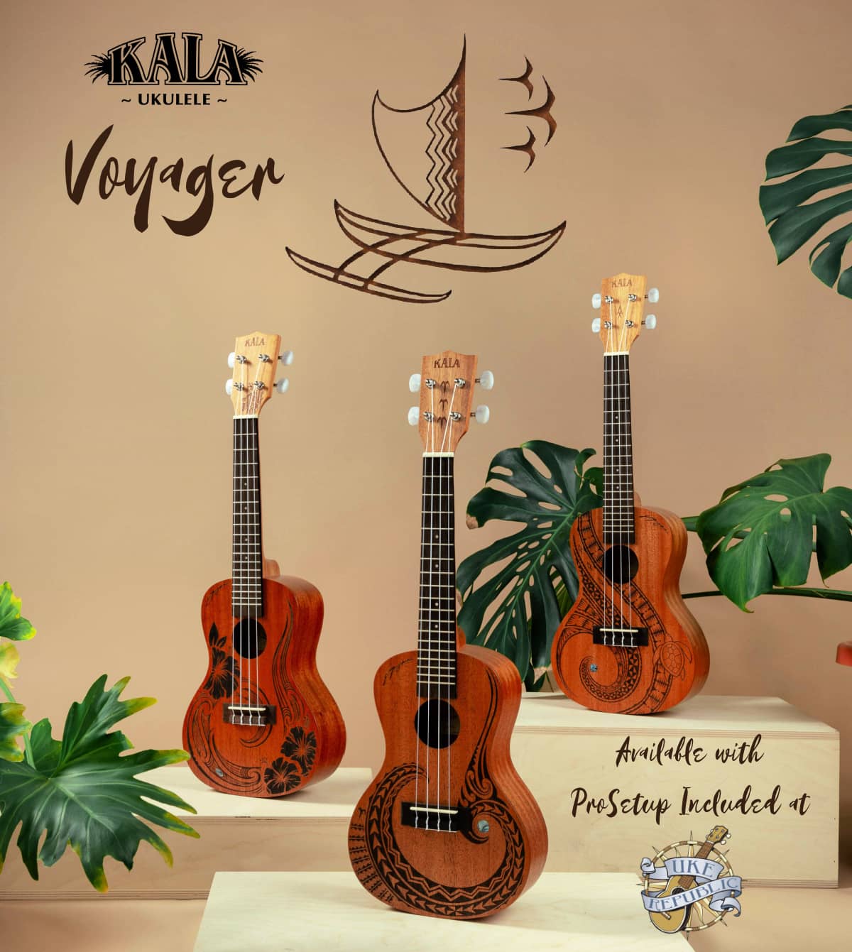 Kala Voyager Series Mahogany Concert Ukuleles w/ Gig Bag